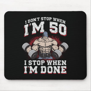Bodybuilder 50s Birthday 50 Years Old Gym Workout  Mouse Pad