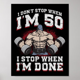 Bodybuilder 50s Birthday 50 Years Old Gym Workout  Poster