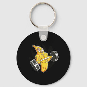 Bodybuilder Banana Lifting Weights Funny Bodybuild Key Ring