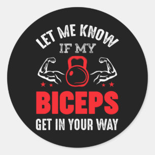 Bodybuilder Biceps Gym Fitness Workout Motivation  Classic Round Sticker