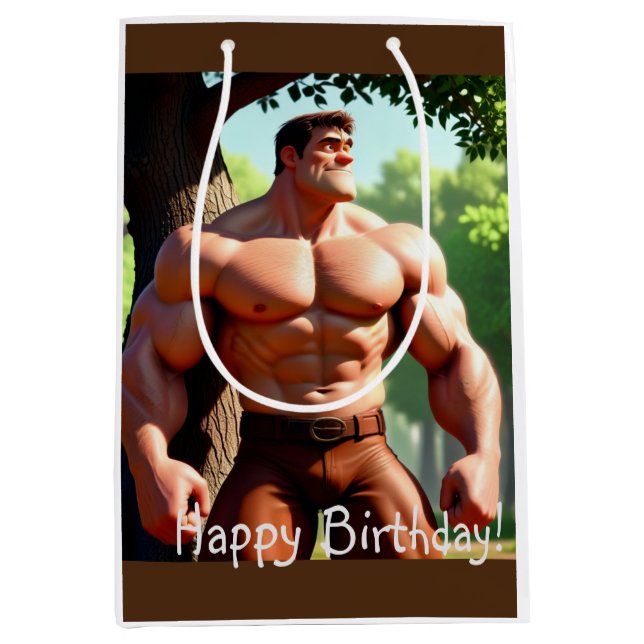 Bodybuilder Birthday Medium Gift Bag (Front)