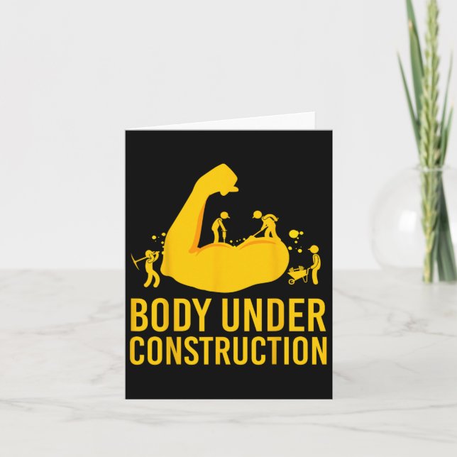 Bodybuilder Body Under Construction Funny Gym Body Card (Front)