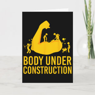 Bodybuilder Body Under Construction Funny Gym Body Card