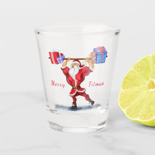 Bodybuilder Claus Gift Funny Christmas Shot Glass