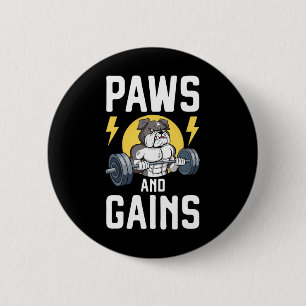 Bodybuilder Dog Lover Gym Wear Fitness Workout Bod 6 Cm Round Badge