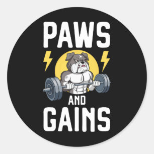 Bodybuilder Dog Lover Gym Wear Fitness Workout Bod Classic Round Sticker
