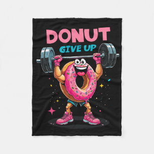 Bodybuilder Doughnut Give Up Humour Gym Workout Jo Fleece Blanket