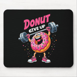 Bodybuilder Doughnut Give Up Humour Gym Workout Jo Mouse Pad