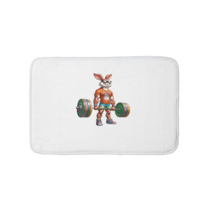 Bodybuilder Easter Bunny Powerlifting Deadlife Gym Bath Mat