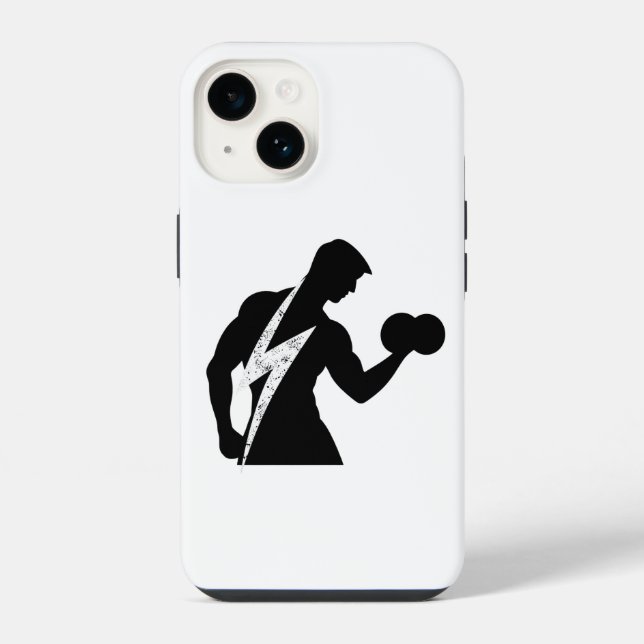 Bodybuilder Fitness Graphic White iPhone Case (Back)