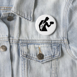 Bodybuilder Fitness Graphic White Round Button Pin