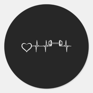 Bodybuilder Heartbeat Dumbbell Weightlifting Gym F Classic Round Sticker