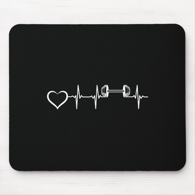Bodybuilder Heartbeat Dumbbell Weightlifting Gym F Mouse Pad (Front)
