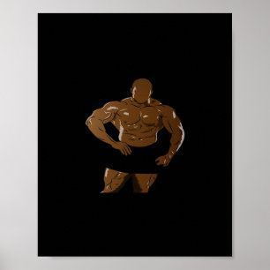 Bodybuilder In Pose – Strength And Pion For Bodybu Poster