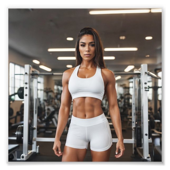 Bodybuilder Latina in Gym Photo Print (Front)