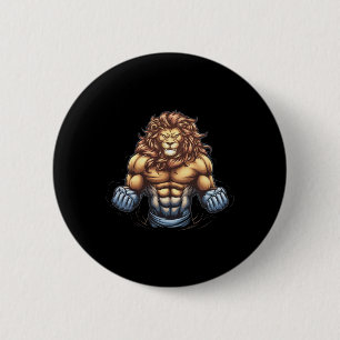 Bodybuilder Lion Lover Gym Wear Fitness Workout Bo 6 Cm Round Badge