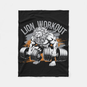 Bodybuilder Lion Lover Gym Wear Fitness Workout Bo Fleece Blanket