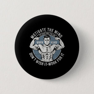 Bodybuilder Old School Vintage 80s Weight Sports B 6 Cm Round Badge