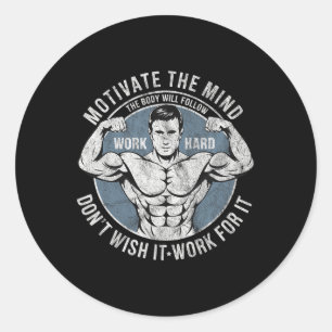 Bodybuilder Old School Vintage 80s Weight Sports B Classic Round Sticker
