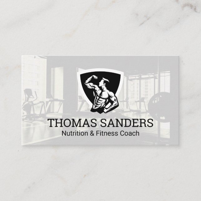 Bodybuilder Pose Flexing | Gym Business Card (Front)