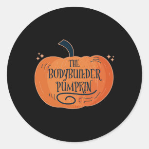 Bodybuilder Pumpkin Matching Halloween Pyjamas Fam Classic Round Sticker