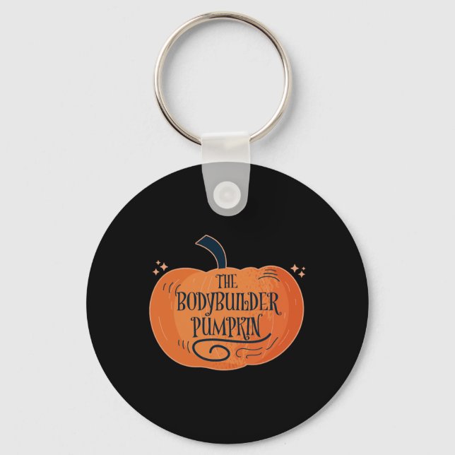 Bodybuilder Pumpkin Matching Halloween Pyjamas Fam Key Ring (Front)