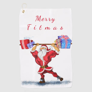 Bodybuilder Santa Christmas Golf Towel