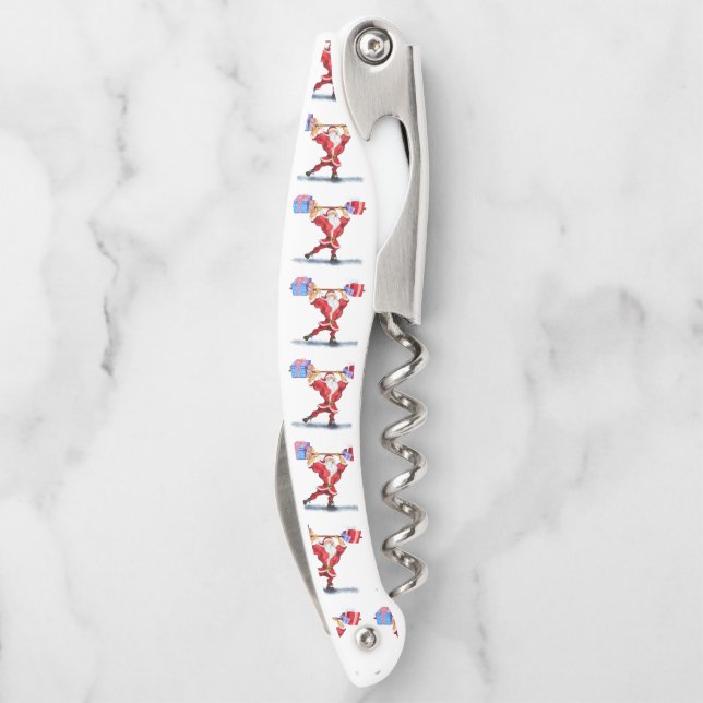 Bodybuilder Santa Christmas Waiter's Corkscrew (Back)