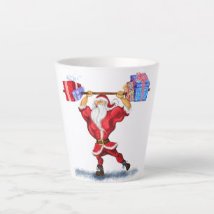 Bodybuilder Santa Claus with Christmas Gifts - Fun Latte Mug