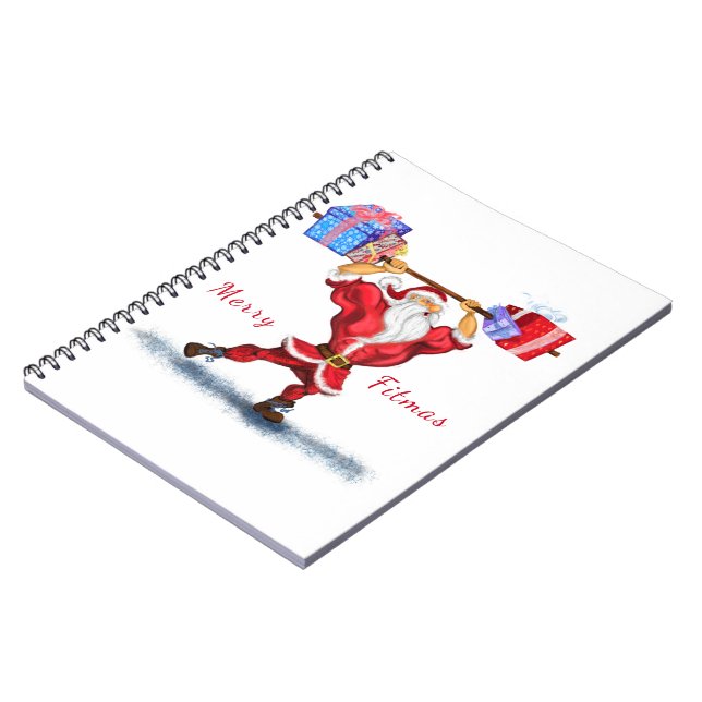 Bodybuilder Santa Claus with Christmas Gifts - Fun Notebook (Left Side)