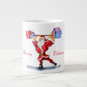 Bodybuilder Santa Claus with Christmas Gifts Funny Large Coffee Mug