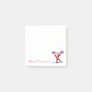 Bodybuilder Santa Claus with Christmas Gifts Funny Post-it Notes