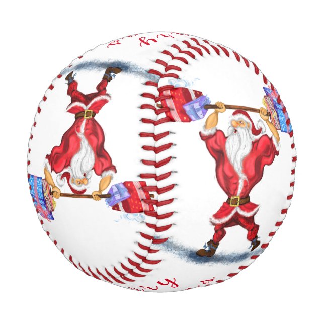 Bodybuilder Santa Funny Christmas Baseball (Angled)