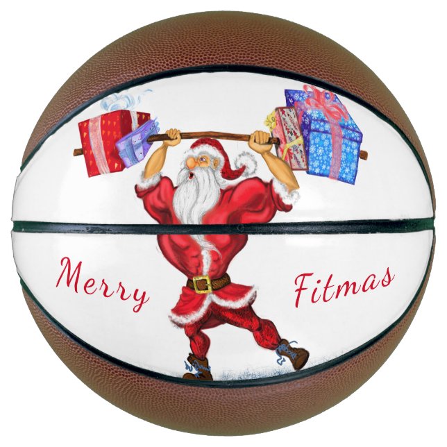 Bodybuilder Santa Funny Christmas Basketball (Front)