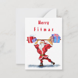 Bodybuilder Santa Funny Christmas Card