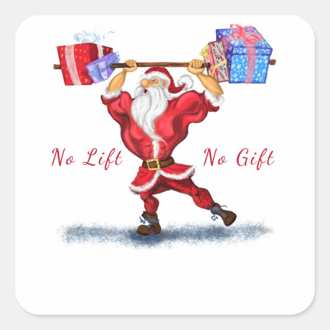 Bodybuilder Santa Funny Christmas Gift Sticker (Front)