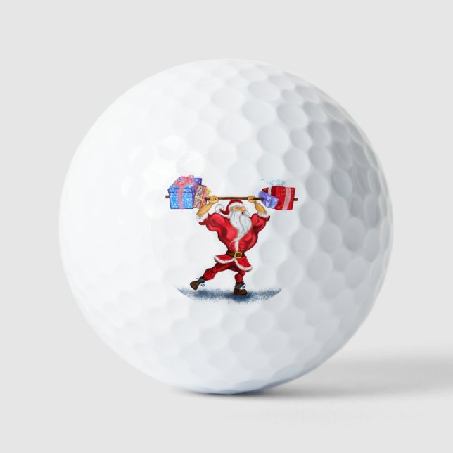 Bodybuilder Santa Funny Christmas Golf Balls Gift (Front)