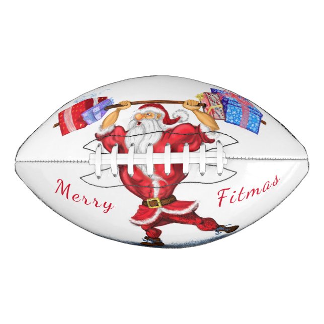 Bodybuilder Santa with Christmas Gift Football (Front)