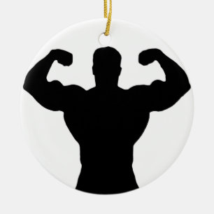 bodybuilder silhouette ceramic tree decoration