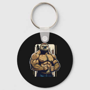 Bodybuilder Sloth Funny Bodybuilding Sloth Fitness Key Ring