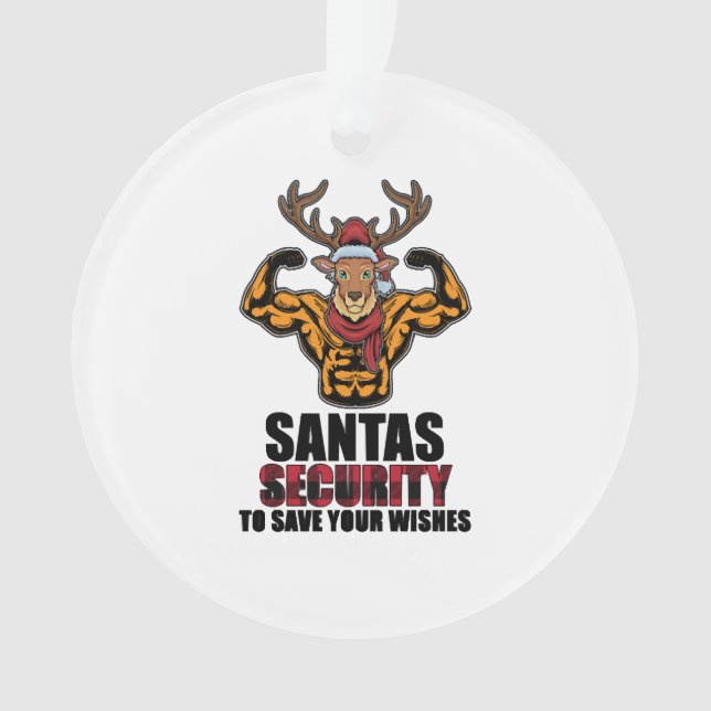 Bodybuilder Weiglifter Gym Muscle Santa Security Ornament (Front)
