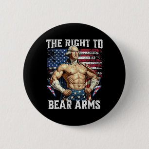 Bodybuilding 4th Of July Dad Usa Flag 2nd Bear Arm 6 Cm Round Badge