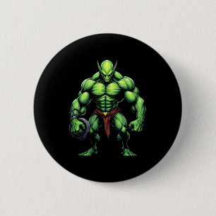 Bodybuilding Alien Tee Funny Gym Design Ufo Weight 6 Cm Round Badge