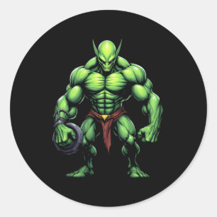 Bodybuilding Alien Tee Funny Gym Design Ufo Weight Classic Round Sticker