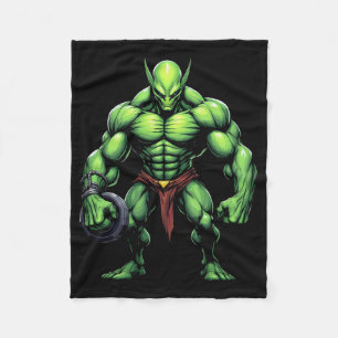 Bodybuilding Alien Tee Funny Gym Design Ufo Weight Fleece Blanket