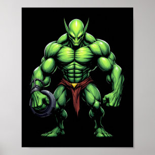 Bodybuilding Alien Tee Funny Gym Design Ufo Weight Poster