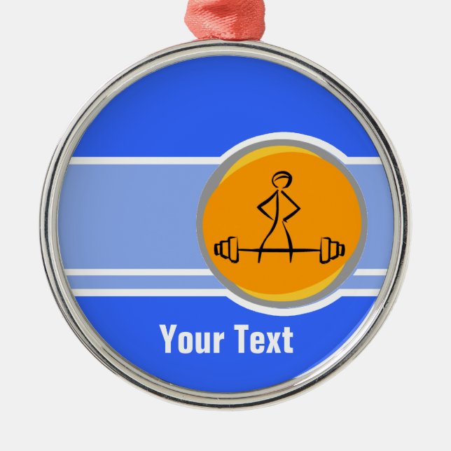 Bodybuilding; blue & orange metal ornament (Front)
