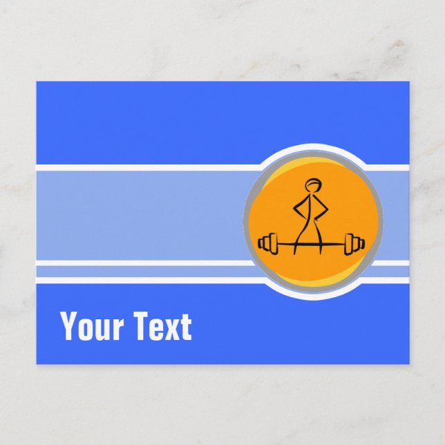 Bodybuilding; blue & orange postcard (Front)