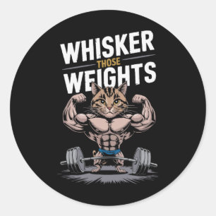 Bodybuilding Cat Owner Fitness Workout Gym Instruc Classic Round Sticker
