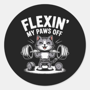 Bodybuilding Cat Owner Fitness Workout Gym Instruc Classic Round Sticker
